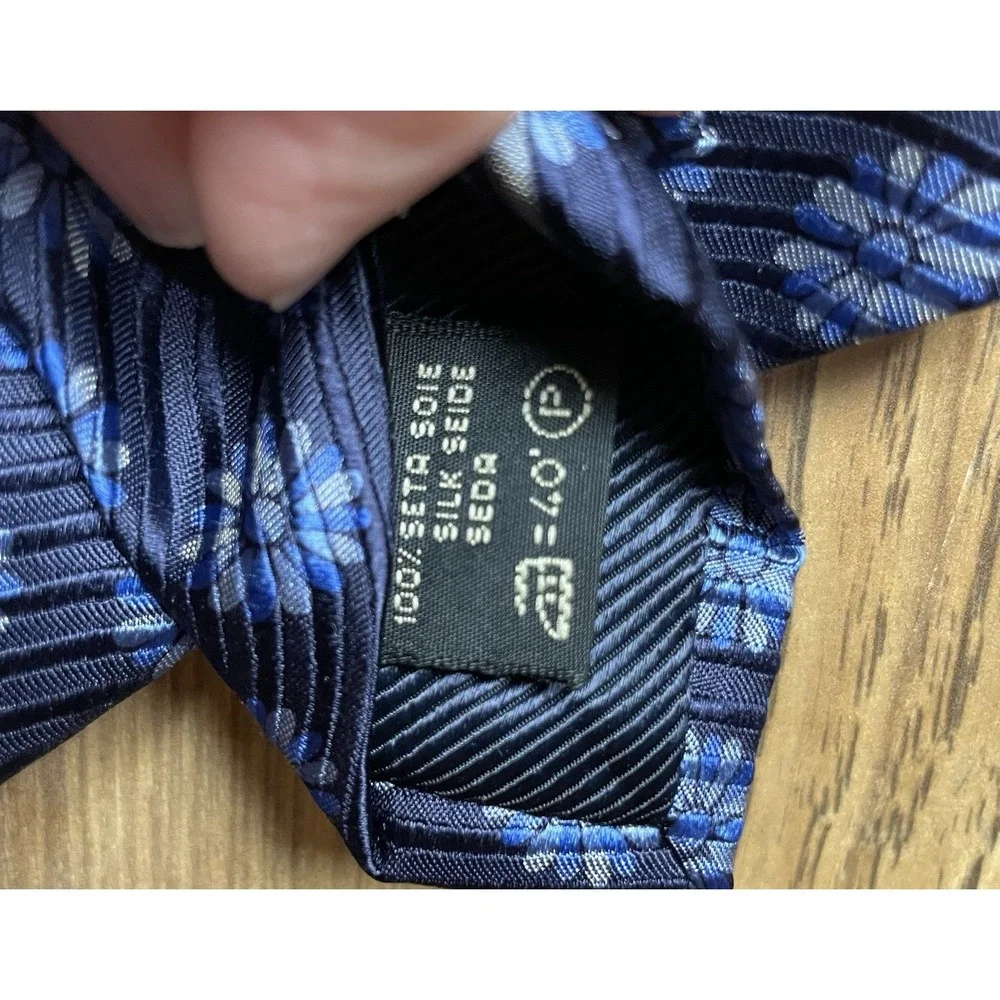 Ermenegildo Zegna Tie Mens Blue Silk Floral Jacquard Italy‎ Disegno Esclusivo